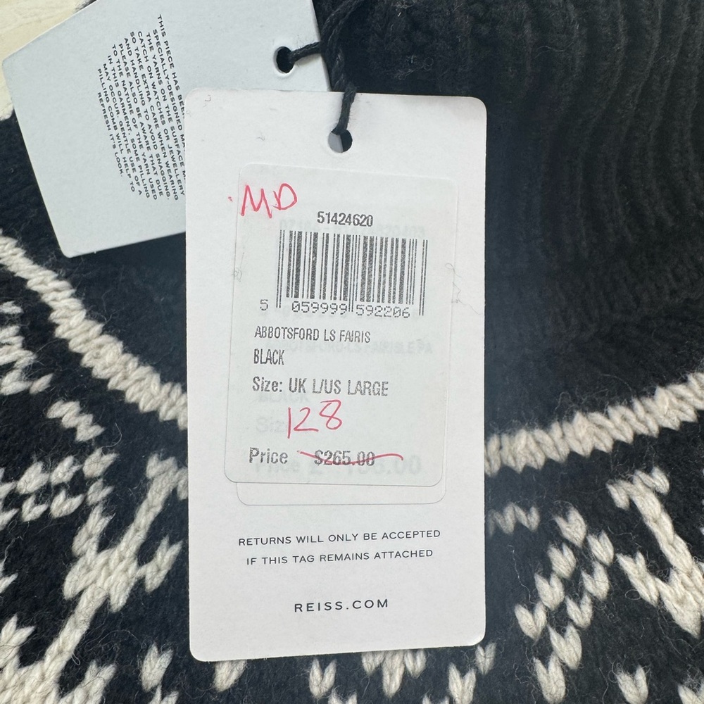 Reiss Black and White Patterned Knit Turtleneck Pullover - Picture 4 of 7